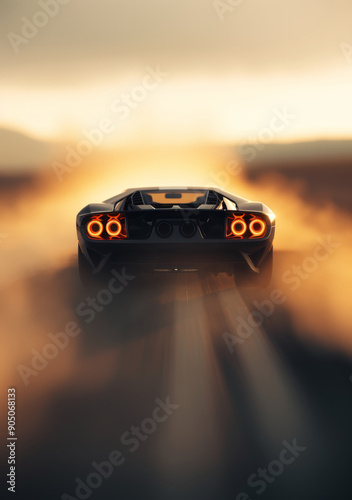 Sport car drifting on the motion road.