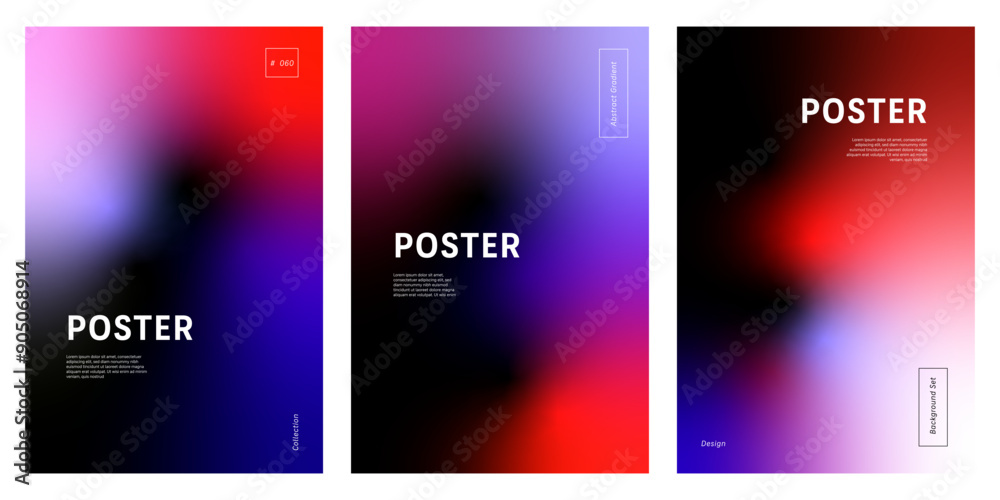 Fototapeta premium Abstract poster background with vibrant red and purple gradient on black copy space for design and decoration