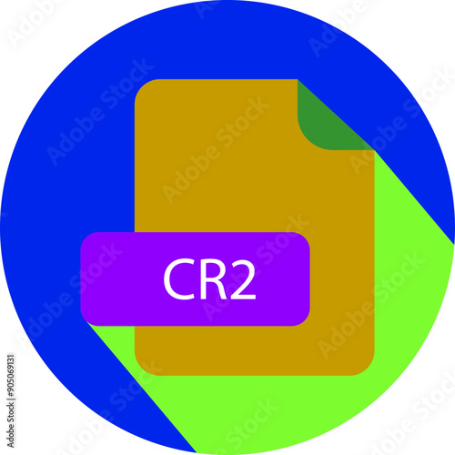 CR2 File extension icon with black shadow circular icon