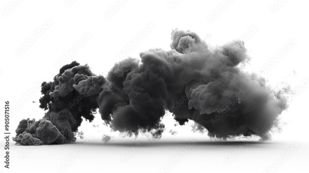 Black smoke cloud isolated on white background Black smoke cloud isolated on white background