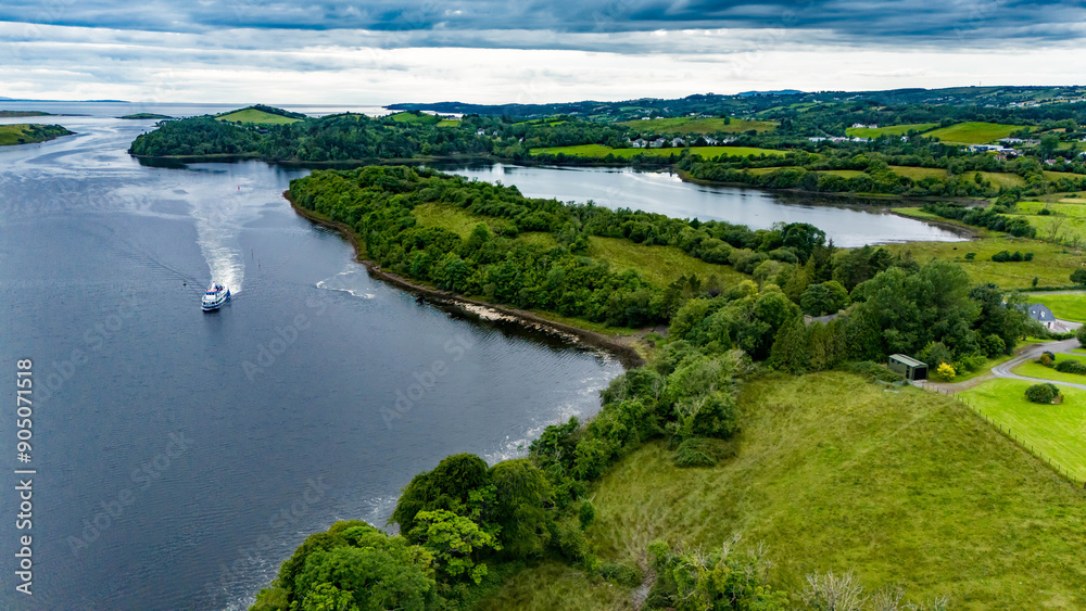 Aerial view of the Donegal Town Waterbus in Ireland Aerial view of the Donegal Town Waterbus in Ireland