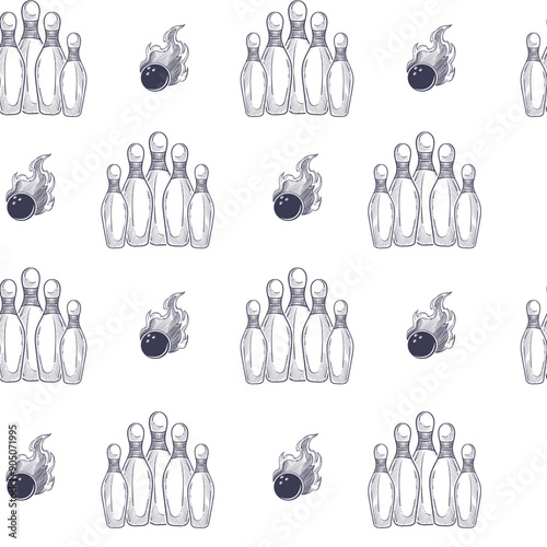 Bowling Pins Flaming Ball Pattern