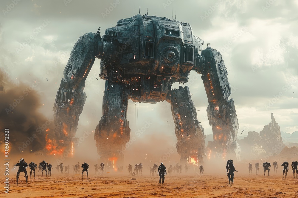Fototapeta premium Future of Warfare: Robot Assault
