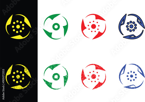 Record Adapter Icon Set 6 stock illustration