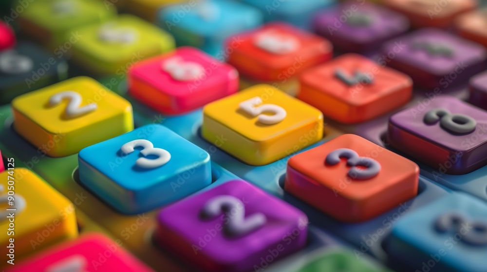 A colorful close-up of a keypad with numbers. The buttons are bright and vibrant, creating a playful and engaging image. A colorful close-up of a keypad with numbers. The buttons are bright and vibrant, creating a playful and engaging image.
