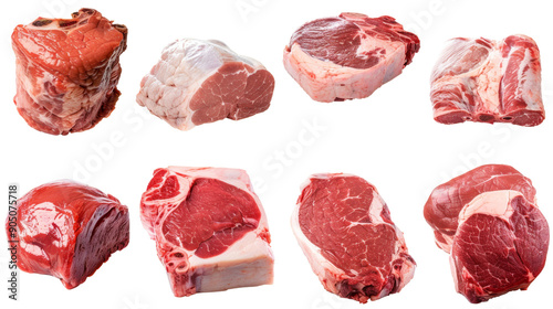 A variety of meat cuts are displayed, including beef, pork, and lamb