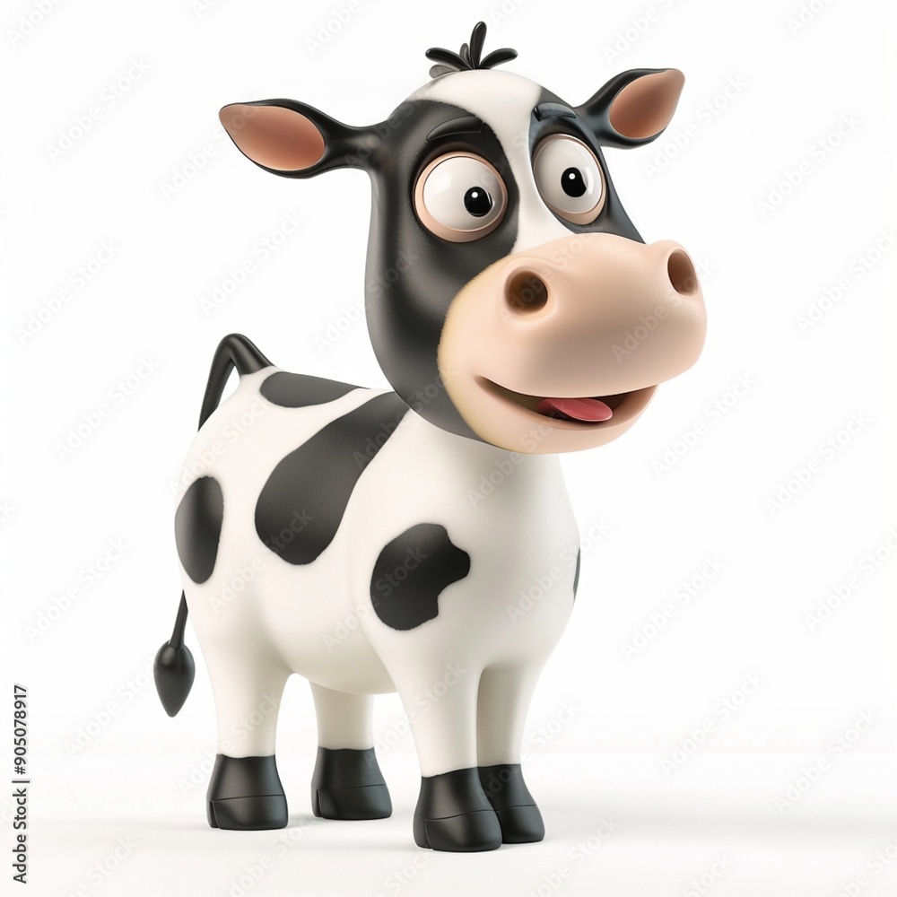 Naklejka premium Cartoon cow animal farm field mascot funny character wildlife