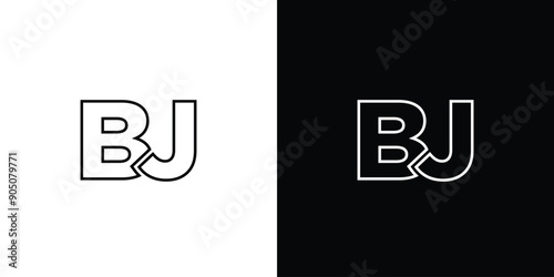 Letter B and J, BJ logo design template. Minimal monogram initial based logotype.