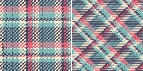 Pattern textile background of tartan fabric check with a texture plaid seamless vector. Set in retro colors. Fashion repeat patterns in clothing.