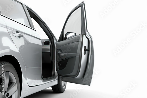  Detail of an open car door from another angle, showcasing the vehicle's modern design and interior elegance.