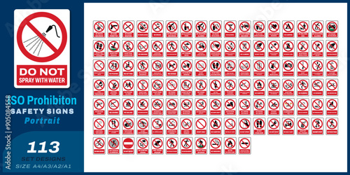 113 set iso prohibition safety signs size v15 a4/a3/a2/a1	
