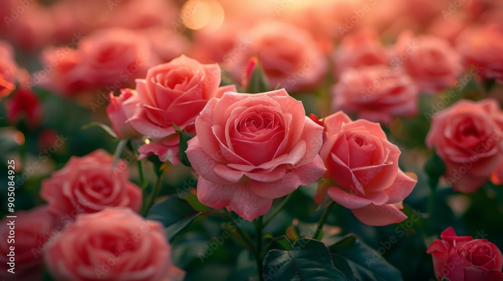 A lots of pink rose flower in cartoon style. A lots of pink rose flower in cartoon style.
