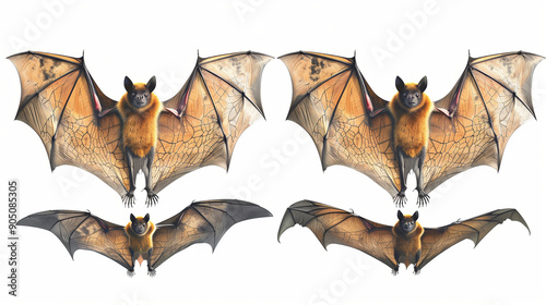 illustration of fruit bats isolated on white background photo