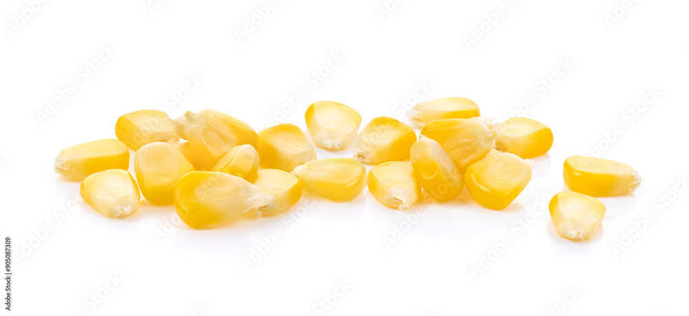 Fototapeta premium yellow corn grains on white