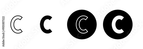 Copyright icon vector isolated on white background. copyright symbols