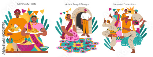 Navaratri. Flat Vector Illustration