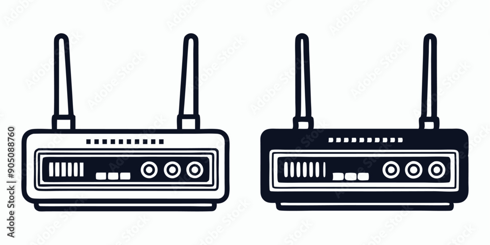 WiFi Router Icon in Black and White WiFi Router Icon in Black and White