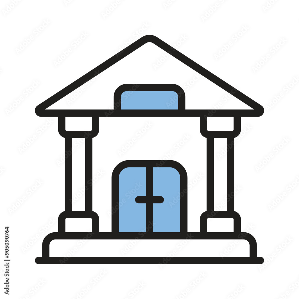 Bank Building Icon shows your trusted place for all financial services and transactions Bank Building Icon shows your trusted place for all financial services and transactions