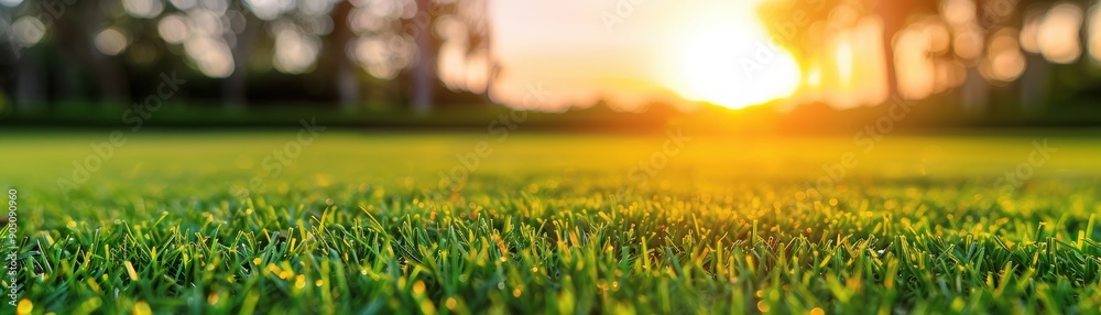 lush green grass illuminated by the warm glow of a sunset, creating a tranquil outdoor atmosphere. lush green grass illuminated by the warm glow of a sunset, creating a tranquil outdoor atmosphere.