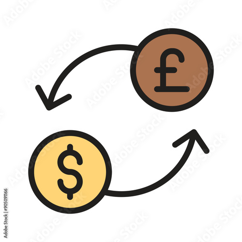 Dollar and pound money shows a dollar exchange vector icon now easy to download