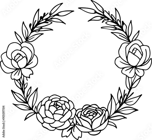 frame with flowers coloring page