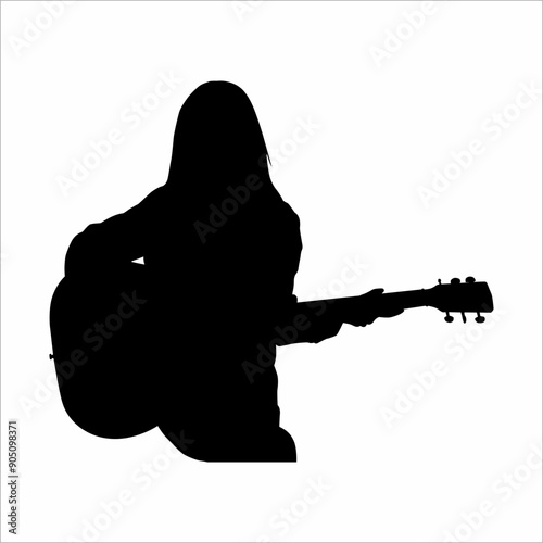 Silhouette of a woman playing guitar