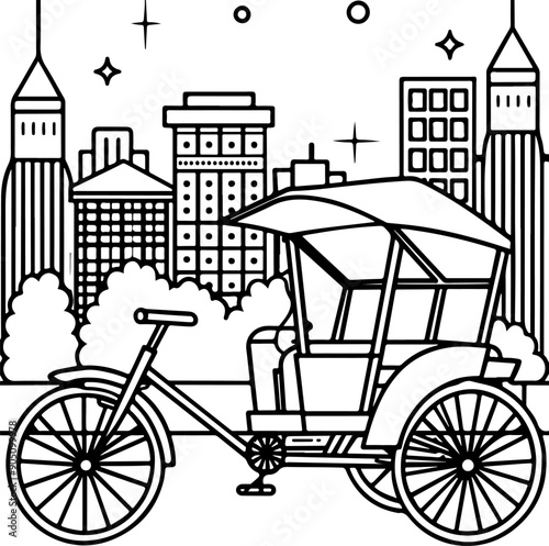  bicycle in the city coloring page