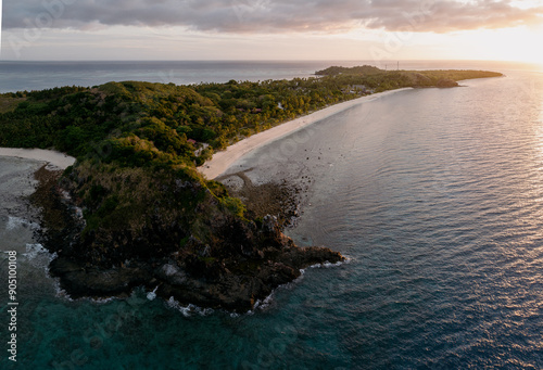 Tropical Beach at Sunset on Mana Island, Fiji