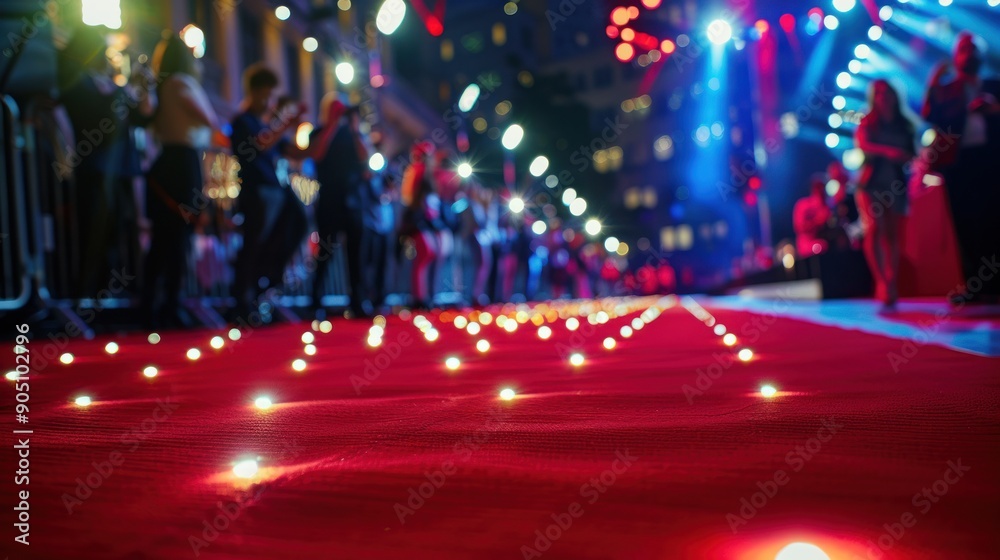 Red Carpet with Blurred Lights and Crowd Red Carpet with Blurred Lights and Crowd