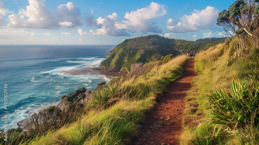 Fototapeta premium Coastal Hiking Path with Ocean Views