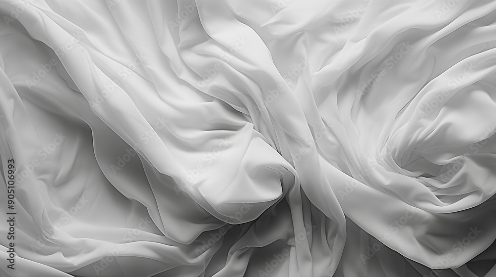 Fototapeta premium Abstract Wrinkled Fabric Background, White, Textured Design, with Copy Space