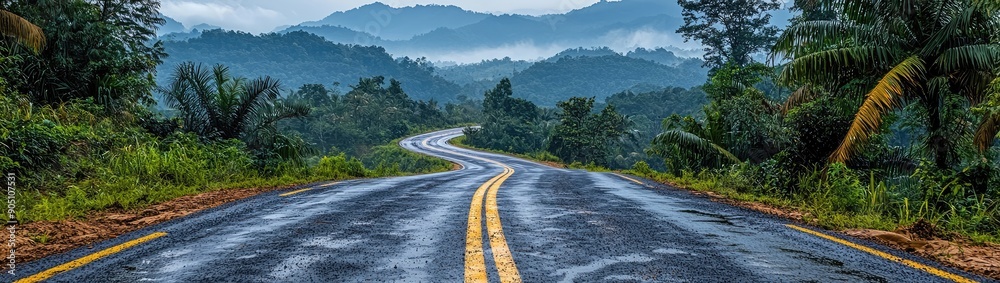 Aerial view asphalt road on the green forest, Curve asphalt road on mountain green forest, Countryside road passing green forest and mountain. Aerial view asphalt road on the green forest, Curve asphalt road on mountain green forest, Countryside road passing green forest and mountain.