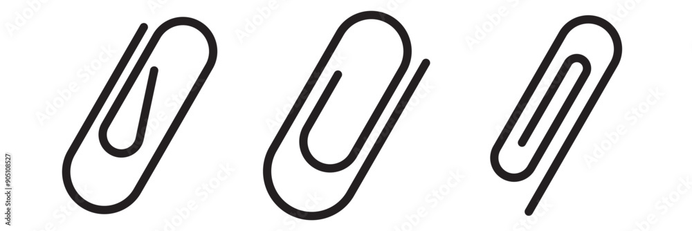 Paper clip icons set. Office Paper Clip sign, Paperclip document vector icon. Vector illustration of paper clip icon.