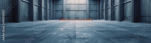 Wallpaper Mural A dilapidated warehouse, advanced holographic production line amidst ruins, photorealistic, moody lighting, ing Torontodigital.ca