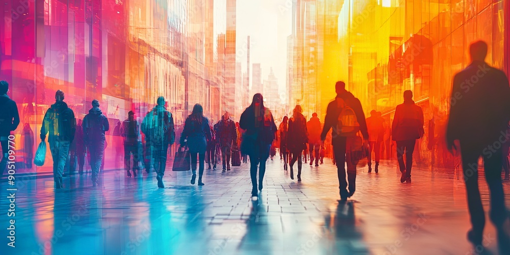 Obraz premium Inclusive Urban Design with Diverse City Pedestrians