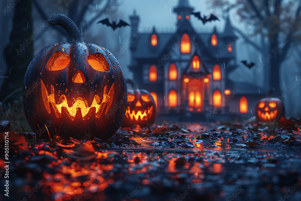 A Halloween-themed design featuring spooky elements such as ghosts, bats, and a haunted house. Perfect for promotional materials, party invitations, or social media posts.
A Halloween-themed design featuring spooky elements such as ghosts, bats, and a haunted house. Perfect for promotional materials, party invitations, or social media posts.