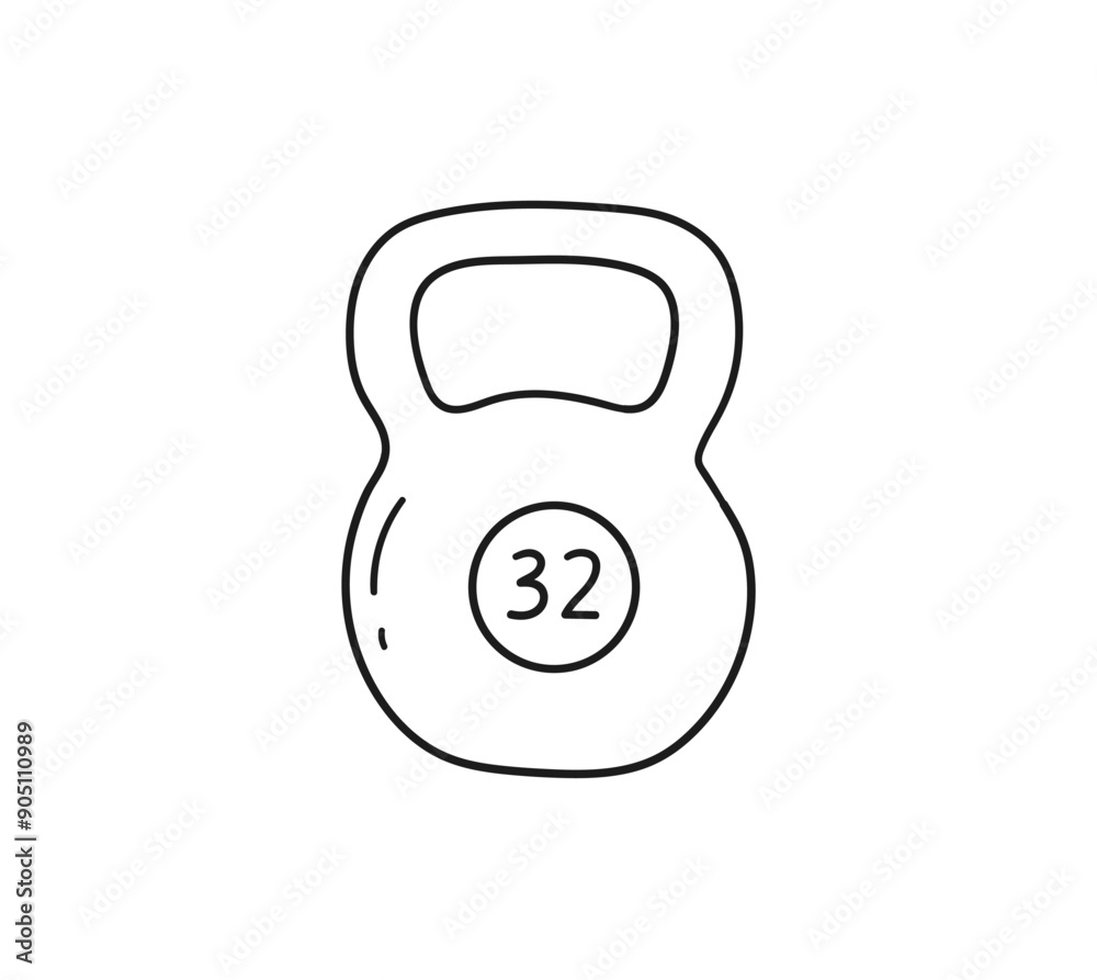 hand-drawn kettlebell weighing 32 kg in doodle style hand-drawn kettlebell weighing 32 kg in doodle style