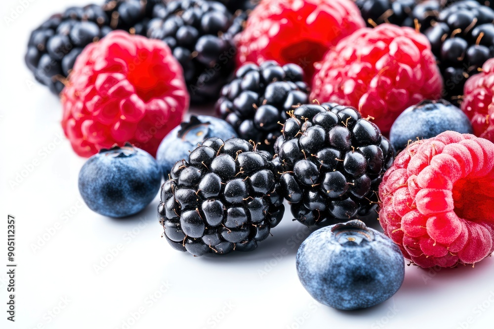 wild berries mix, raspberry, blueberries, blackberries isolated on white background, full depth of field , ai wild berries mix, raspberry, blueberries, blackberries isolated on white background, full depth of field , ai