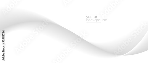 Smooth flow of wavy shape with gradient vector abstract background, light grey design curve line energy motion, relaxing image or technology.