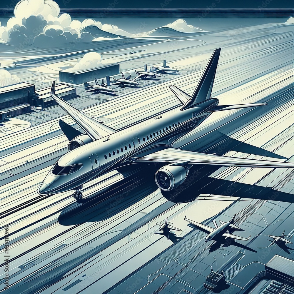 Fototapeta premium airplane in the port