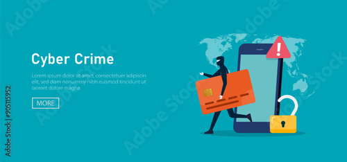 Hacker's stealing private personal data and bank document. Cyber crime concept