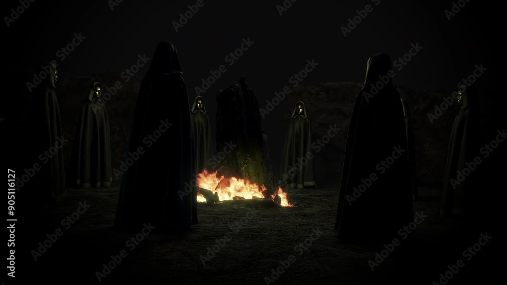 Masked Ritual Masked Ritual Circle. A night time scene with a ritual circle featuring ...