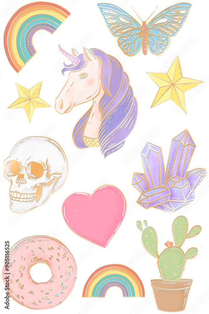 Pastel journal sticker set design element Pastel journal sticker set design element