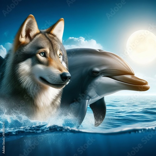 95 26 Wolphin (wolf and dolphin) A wolphin is a hybrid between a photo