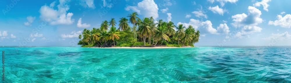 A serene tropical island surrounded by turquoise waters, featuring palm trees under a clear sky, ideal for vacation and relaxation. A serene tropical island surrounded by turquoise waters, featuring palm trees under a clear sky, ideal for vacation and relaxation.