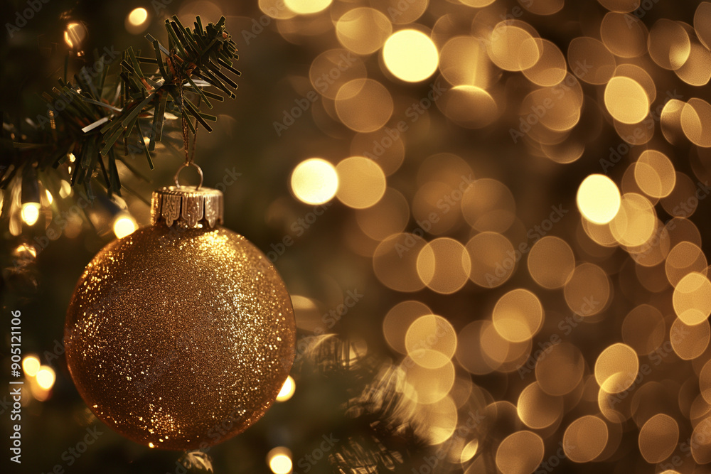 Gold Festive Christmas Ornament in Evening Glow Gold Festive Christmas Ornament in Evening Glow
