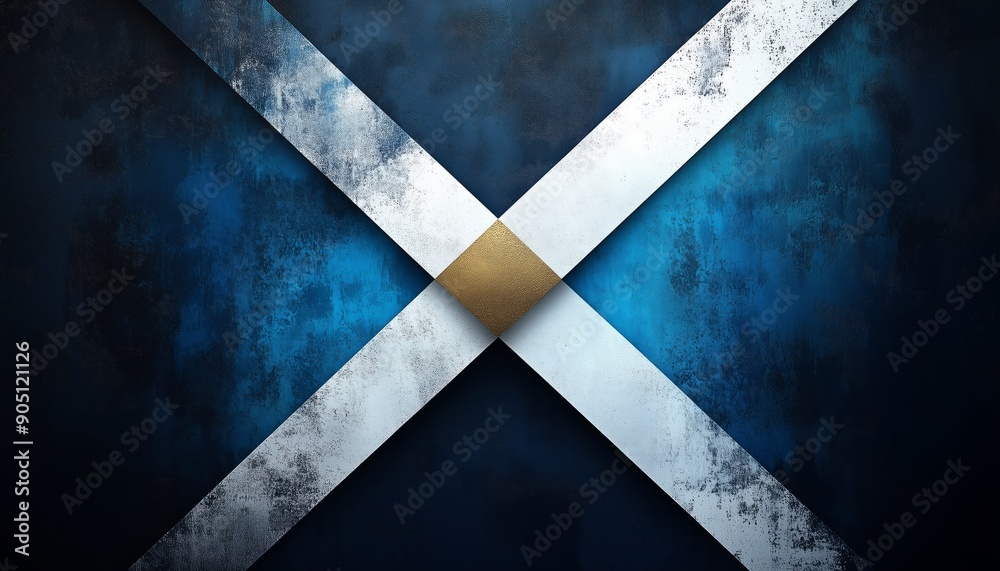Abstract Blue, White, and Gold Cross Pattern Abstract Blue, White, and Gold Cross Pattern