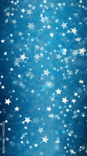 Digital blue and white star pattern abstract poster background