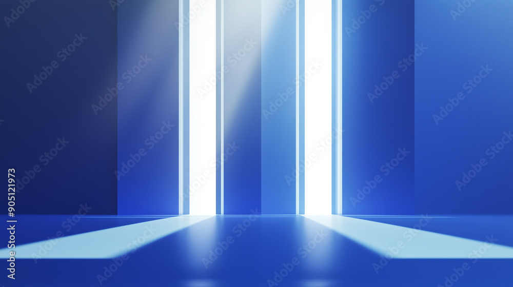 An abstract setting with a gradient of blue hues. There are three vertical white lines that stand out prominently against the blue background. These lines are evenly spaced and appear to be emanating An abstract setting with a gradient of blue hues. There are three vertical white lines that stand out prominently against the blue background. These lines are evenly spaced and appear to be emanating