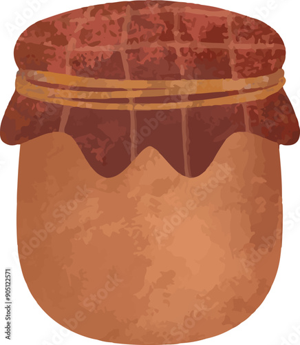 set collection of item object for autumn season, picnic basket, apple pie, jar of berry jam vector illustration on white